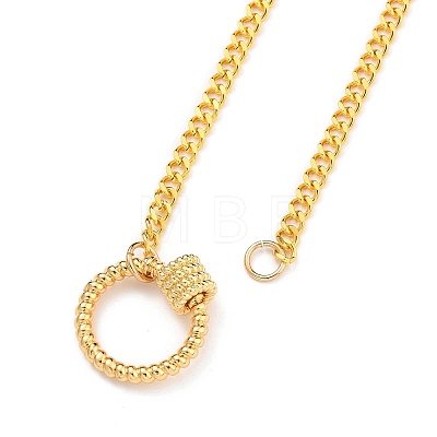 Ring Shape Brass Screw Carabiner Lock Pendant Necklaces NJEW-JN03156-1