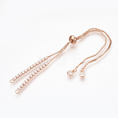 Adjustable Brass Micro Pave Cubic Zirconia Chain Bracelet Making ZIRC-T004-39RG-1