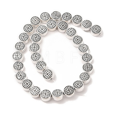 Tibetan Style Flat Round Alloy Bead Strands X-TIBEB-O007-09-NR-1