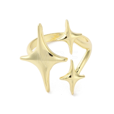 Brass Star Open Cuff Ring for Women RJEW-A042-01B-1