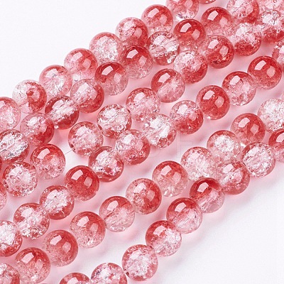 Crackle Glass Beads Strands X-GGC8mmY-A74-1
