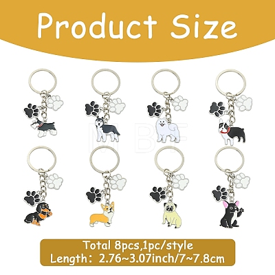 8Pcs Alloy Enamel Keychains KEYC-YW00277-1