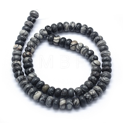 Natural Black Silk Stone/Netstone Beads Strands G-E507-09A-1