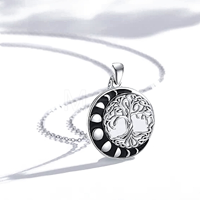 Rhodium Plated Alloy Tree of Life Pendant Necklaces PW-WGD3068-01-1-1