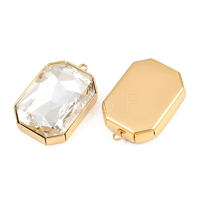 304 Stainless Steel & Glass Pendants STAS-G398-27G-01-1
