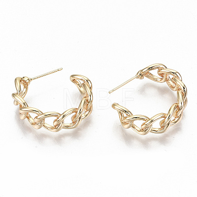 Semicircular Brass Half Hoop Earrings X-KK-T062-38G-NF-1