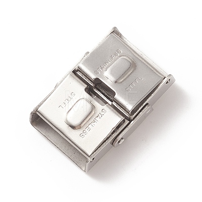 Rectangle 201 Stainless Steel Watch Band Clasps STAS-F067-01-1