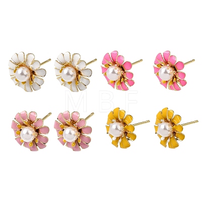 Brass Enamel Stud Earrings KK-CBA8324-27G-1