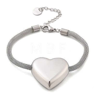 304 Stainless Steel Heart Links Bracelets BJEW-C089-12P-1