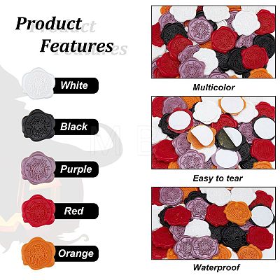 CRASPIRE 50Pcs 5 Colors Adhesive Wax Seal Stickers DIY-CP0008-29A-1