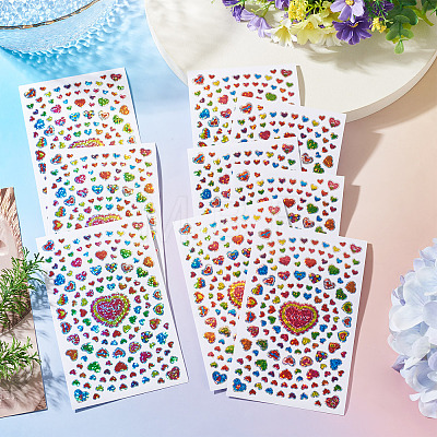 Heart Plastic Stickers DIY-TADJ0002-006C-1