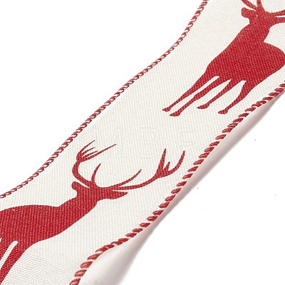 Christmas Theme Polyester Imitation Linen Wrapping Ribbon SRIB-P020-01A-1