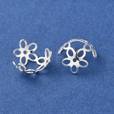 Rack Plating Brass Flower Bead Caps KK-K381-01S-1