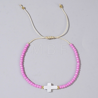 Glass Seed Beads & Brass Braided Beaded Bracelets LS-TV0952-3-1