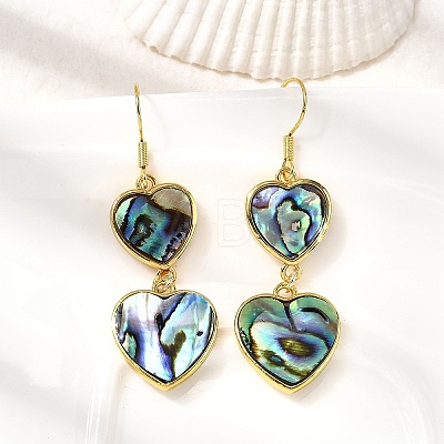 Brass Natural Abalone Shell Dangle Earrings EJEW-F388-01B-G-1