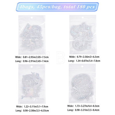 CRASPIRE 180Pcs 4 Style Waterproof 3D Laser Adhesive Stickers DIY-CP0006-85-1