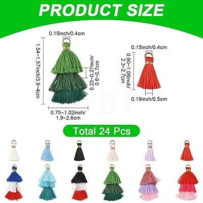 24Pcs 12 Styles Polycotton(Polyester Cotton) Tassel Pendant Decorations FIND-YW0012-77-1