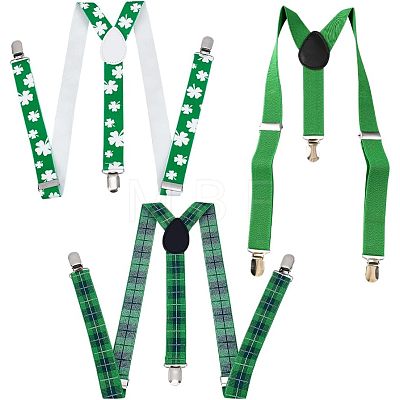 3Pcs 3 Style Adjustable Polyester Y-Shaped Heavy Duty Suspenders AJEW-CA0003-03-1