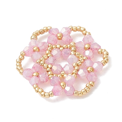 Glass Seed Beaded Pendants PALLOY-MZ01245-01-1