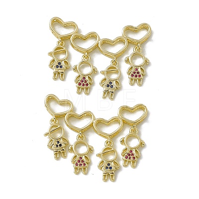 Rack Plating Brass Micro Pave Cubic Zirconia Slide Charms ZIRC-F130-09G-1