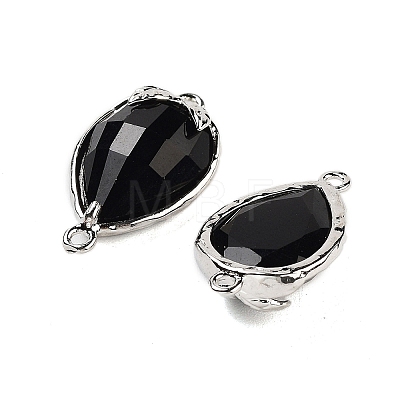 Natural Obsidian Faceted Teardrop Connector Charms G-B081-03P-01-1