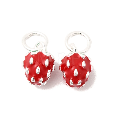 925 Sterling Silver Enamel Red Strawberry Charms STER-K188-01S-1