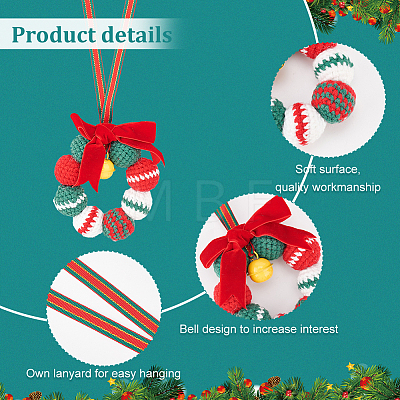 Crochet Christmas Wreath with Bell Hanging Pendant Decorations HJEW-WH0007-13-1