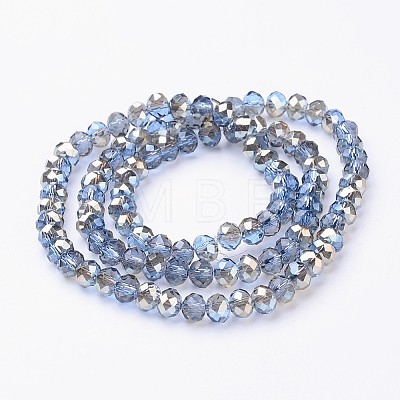 Electroplate Glass Faceted Rondelle Beads Strands EGLA-D020-6x4mm-54-1