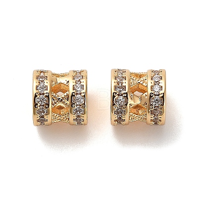 Brass Micro Pave Clear Cubic Zirconia Beads KK-B110-09G-1