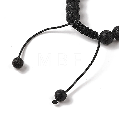 8mm Round Natural Lava Rock Braided Bead Bracelets X-BJEW-C067-01B-09-1