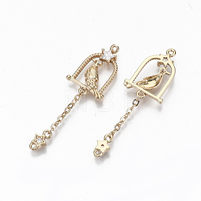 Brass Micro Pave Cubic Zirconia Links Connectors KK-S359-077-RS-1