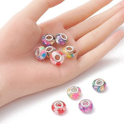 10Pcs 5 Colors Transparent Resin European Rondelle Beads RPDL-YW0001-07B-1