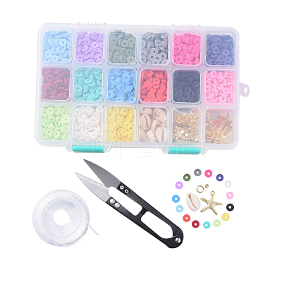 15 Colors Handmade Polymer Clay Beads DIY-JP0005-47-6mm-1