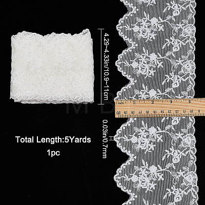 Gorgecraft 5 Yards Flat Nylon Mesh Embroidered Lace Trim OCOR-GF0001-86A-1