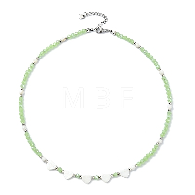 Natural Freshwater Shell & Glass Beaded Necklaces for Women NJEW-JN06082-1