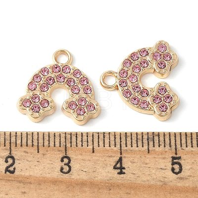 Alloy Pink Rhinestone Pendants PALLOY-E775-15G-1