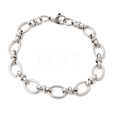 201 Stainless Steel Oval Link Chain Bracelets for Men STAS-T077-05P-1