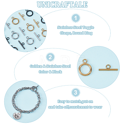 Unicraftale 24Pcs 3 Colors 304 Stainless Steel Toggle Clasps STAS-UN0050-82-1