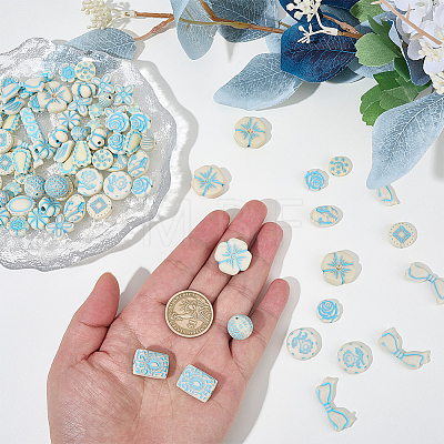 120Pcs 20 Styles Opaque Acrylic Enamel Beads OACR-SC0003-10-1