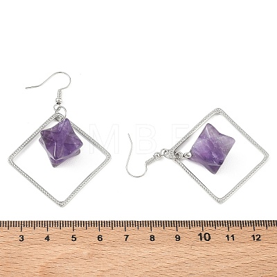 Rhombus Brass Dangle Earrings EJEW-D360-01P-1