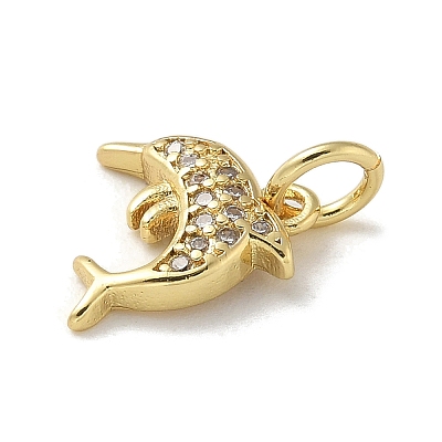 Brass Micro Pave Clear Cubic Zirconia Pendants KK-U046-02G-05-1