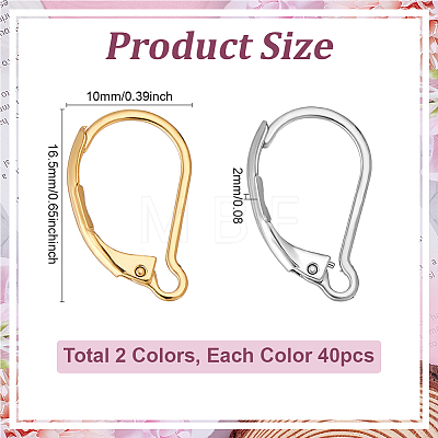 80Pcs 2 Colors 304 Stainless Steel Leverback Earring Findings STAS-ME0001-26-1