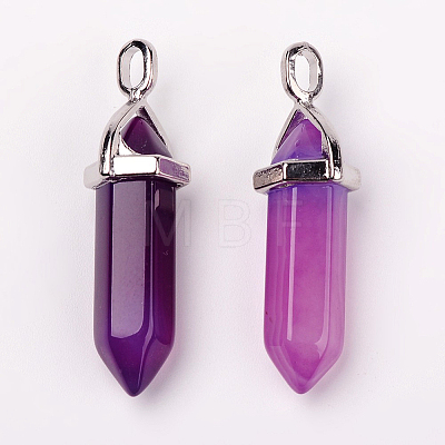 Natural Agate Double Terminated Pointed Pendants X-G-F295-05E-1