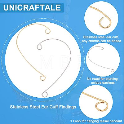 Unicraftale 40Pcs 2 Colors 316 Stainless Steel Ear Cuff Findings STAS-UN0037-75-1