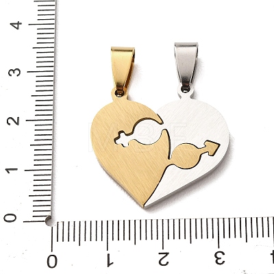 304 Stainless Steel Rhinestone Split Pendants STAS-F368-18GP-1