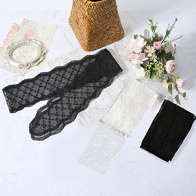 Gorgecraft 3Pcs 3 Style French Embroidery Lace Polyester Headband MRMJ-GF0001-38-1