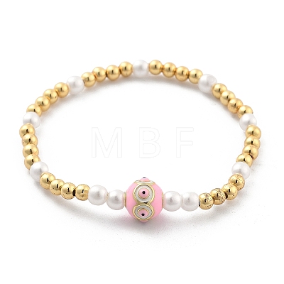 Brass Beaded Stretch Bracelets for Women BJEW-G736-03B-1