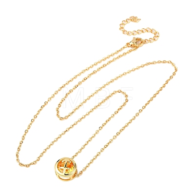 Brass Pave Cubic Zirconia Birth Stone Constellation Pendant Cable Chain Necklaces NJEW-D334-01G-04-1