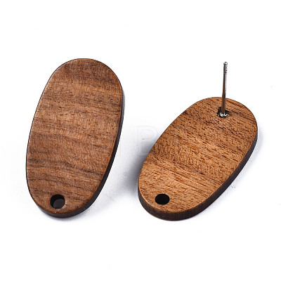 Walnut Wood Stud Earring Findings MAK-N032-013-1