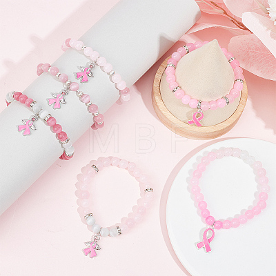DIY Breast Cancer Awareness Bracelet Making Kit DIY-SC0021-74-1